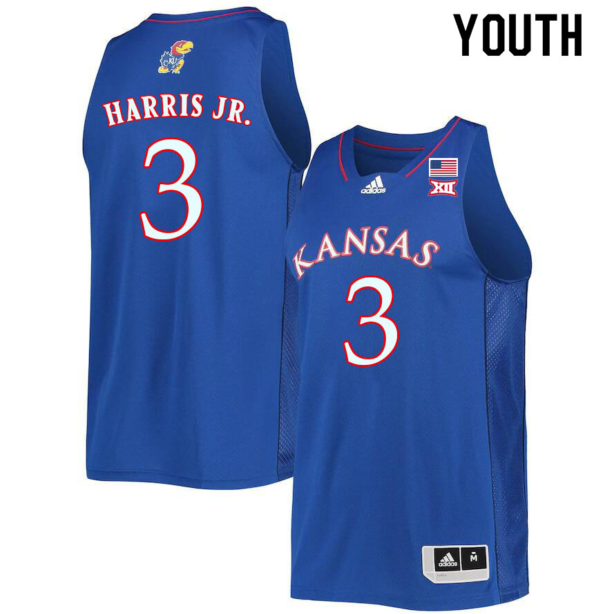 Youth #3 Dajuan Harris Jr. Kansas Jayhawks College Basketball Jerseys Sale-Royal - Click Image to Close